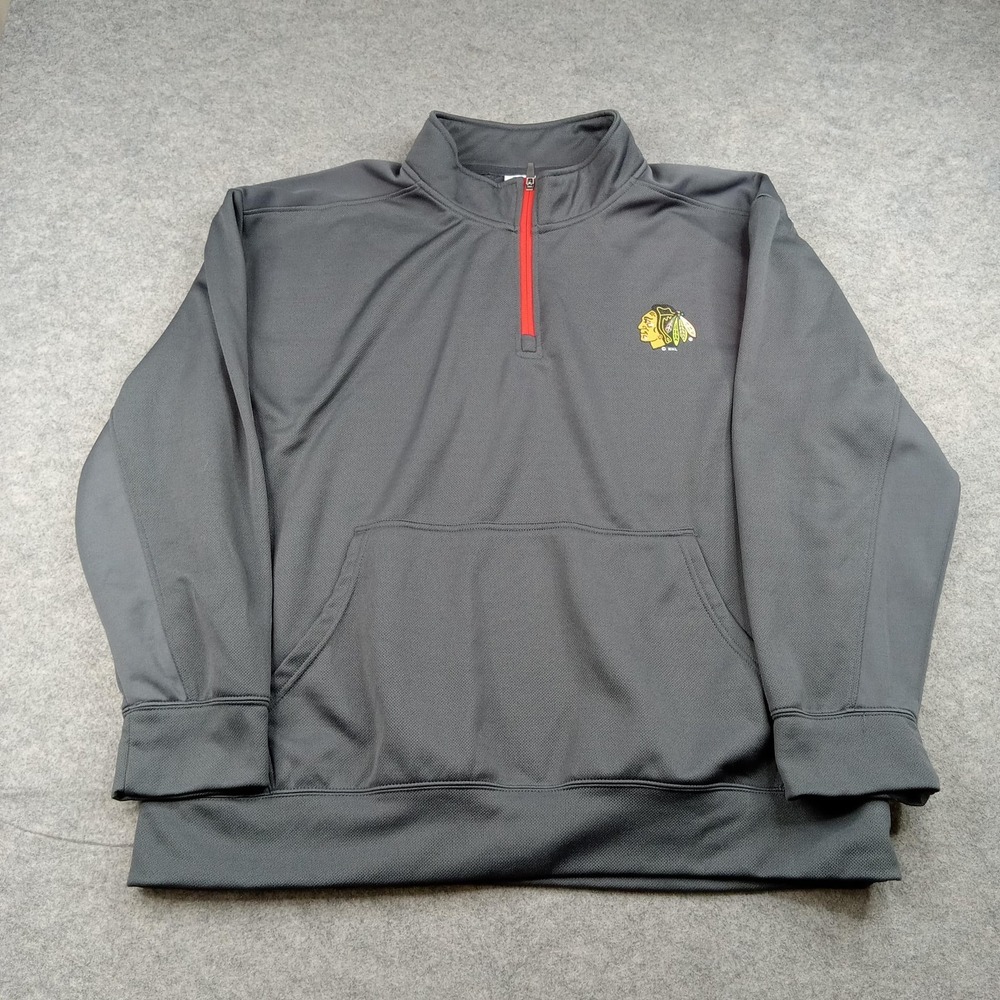 Chicago Blackhawks Sweatshirt Mens XXL Gray NHL Hockey Quarter Zip Pullover